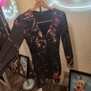 💝💝💝Sky Women’s Floral V-Neck Long Sleeve Dress - Black/Grey 💝💝💝